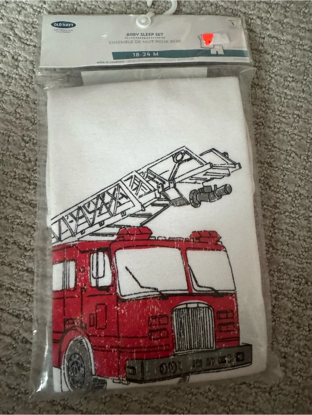 NWT Old Navy Sleep Set - Red Fire Truck Print (18-24M), shorts and short sleeves